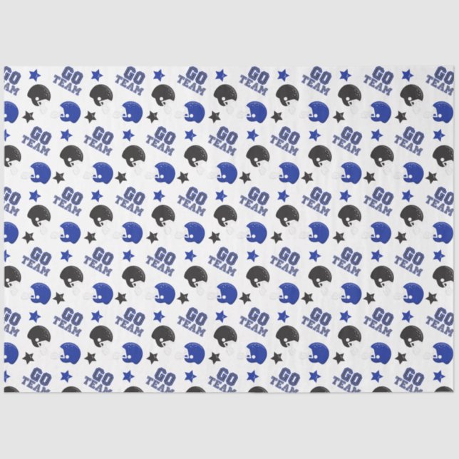 American Football Blue and Black Patterns Tissue Paper (Front)