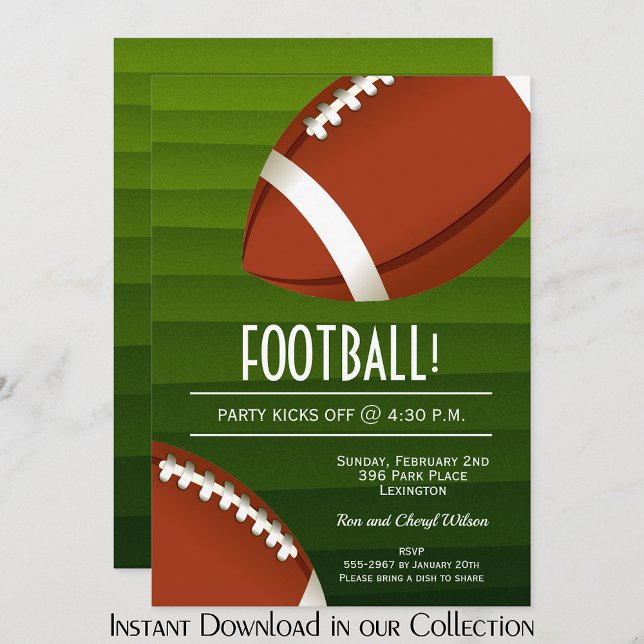American Football Bowl Game Party Invitations (American Football Bowl Game Party Invitations (INSTANT DOWNLOAD available in our collection))