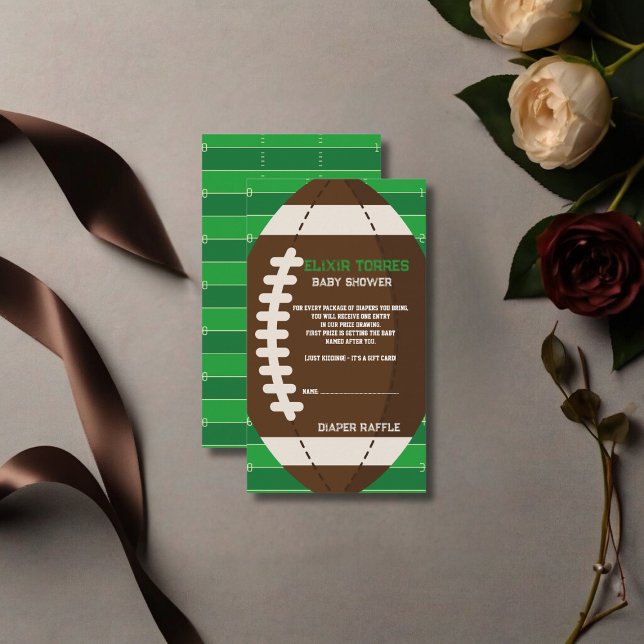 American Football Brown & Green Colour Baby Shower Enclosure Card (Creator Uploaded)