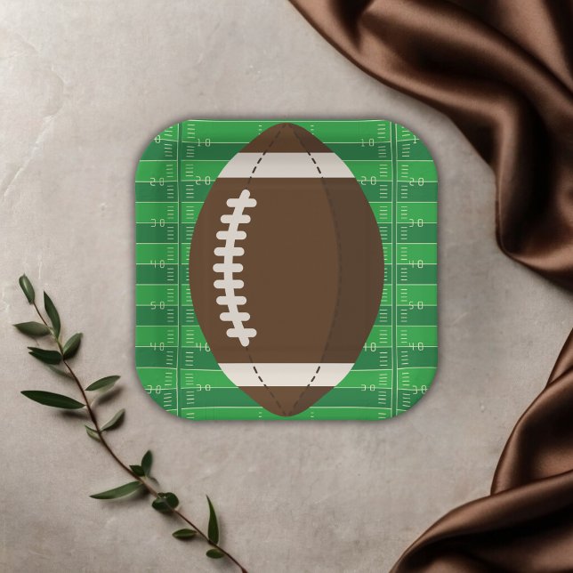 American Football Brown & Green Colour Baby Shower Paper Plate (Creator Uploaded)