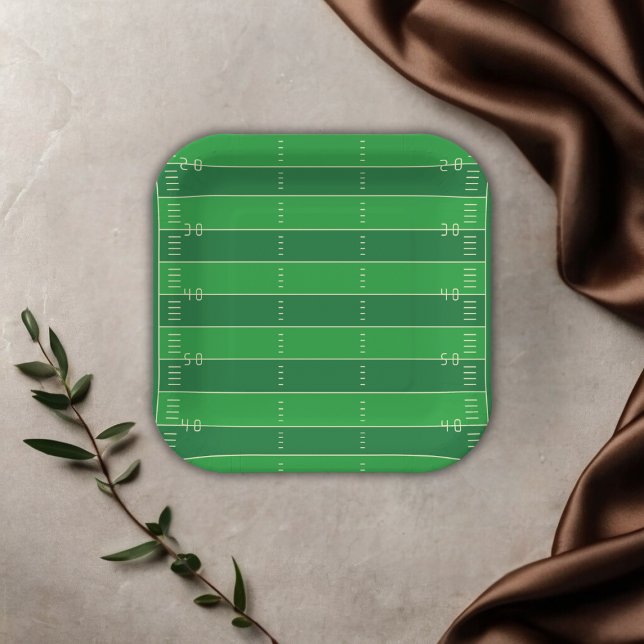 American Football Brown & Green Colour Baby Shower Paper Plate (Creator Uploaded)