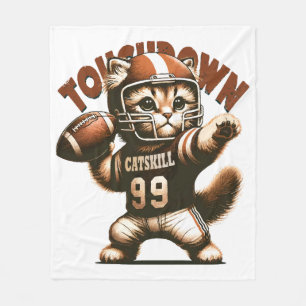 American Football Cat - Touchdown Purrfection Fleece Blanket