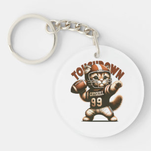 American Football Cat - Touchdown Purrfection Key Ring