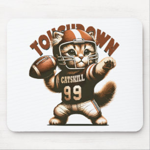 American Football Cat - Touchdown Purrfection Mouse Mat