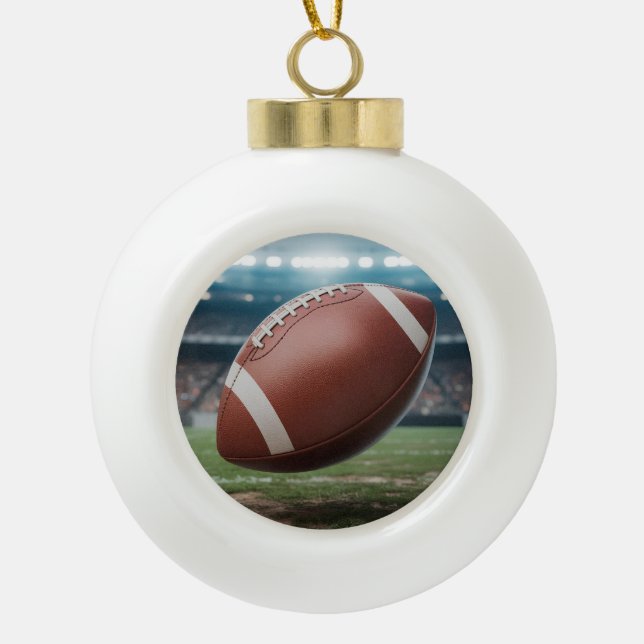 American Football Ceramic Ball Christmas Ornament (Front)