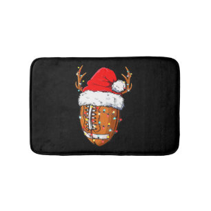 American Football Christmas Football Santa Hat Spo Bath Mat
