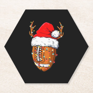 American Football Christmas Football Santa Hat Spo Paper Coaster