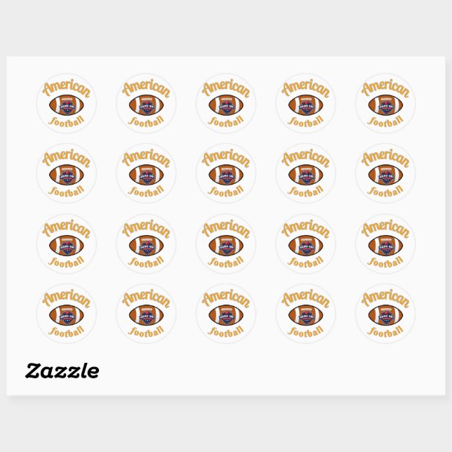 American football classic round sticker (Sheet)