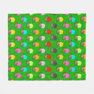 American Football - Colorful Helmet & Ball Pattern Fleece Blanket