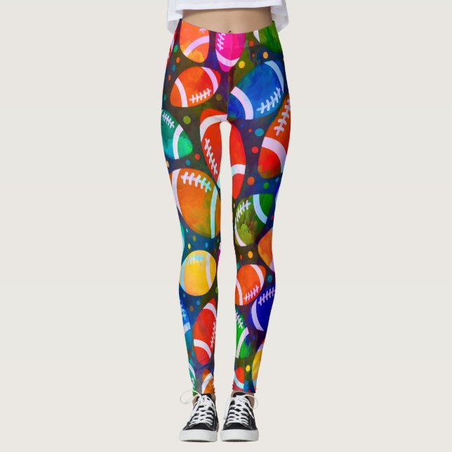 American Football Colourful pattern Leggings (Front)
