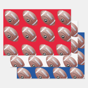 American Football Custom Monogram Name Wrapping Paper Sheet