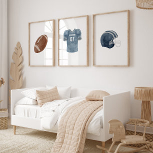 American football custom name nursery set of 3 