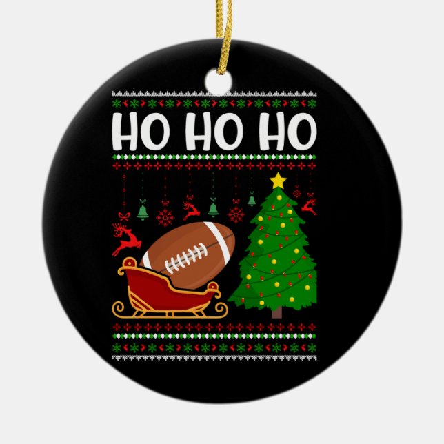 American football design ceramic tree decoration (Front)