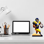 American Football Desk Sculpture Standing Photo Sculpture<br><div class="desc">American Football Desk Sculpture.
Dimensions: 10"l x 8"w Final size is approximate and depends on cut-out size of image
Made of high strength cast acrylic.
Optic clear front,  and high gloss black back.</div>
