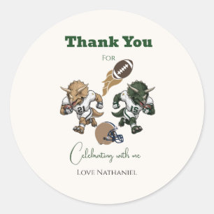 American Football dinosaur birthday Classic Round Sticker