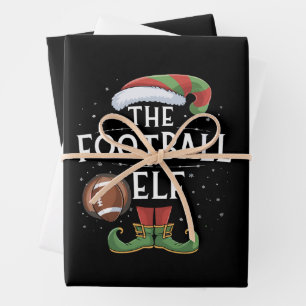 American Football Elf Family Matching Christmas Wrapping Paper Sheet