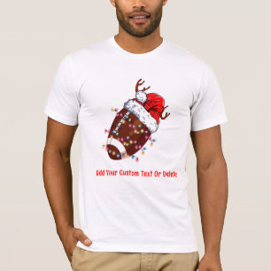 American Football ELF Santa Hat Christmas Light T-Shirt
