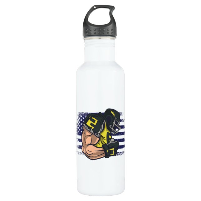American Football Fan Jersey Shirt USA Flag 710 Ml Water Bottle (Front)