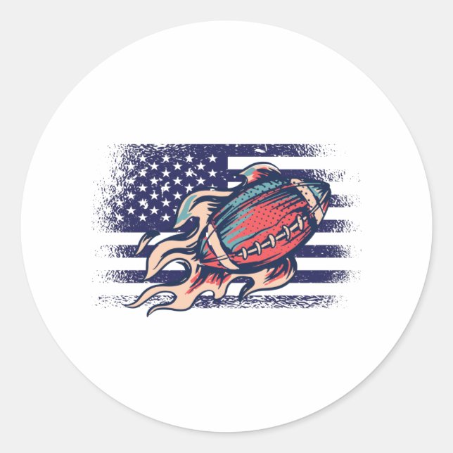 American Football Fan Jersey Shirt USA Flag Classic Round Sticker (Front)