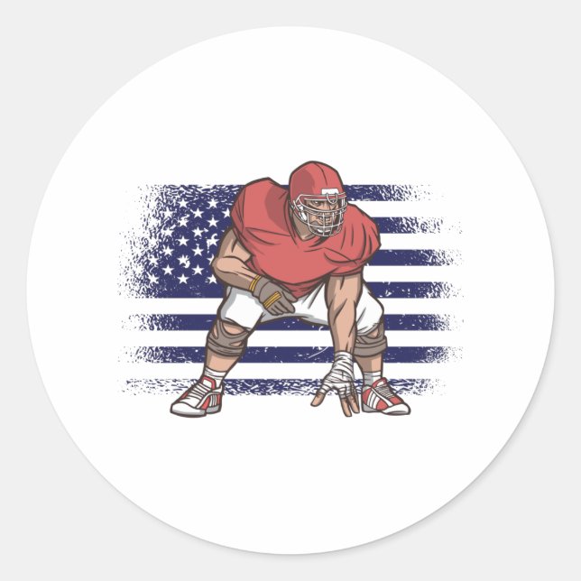 American Football Fan Jersey Shirt USA Flag Classic Round Sticker (Front)