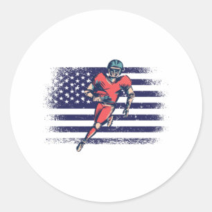 American Football Fan Jersey Shirt USA Flag Classic Round Sticker