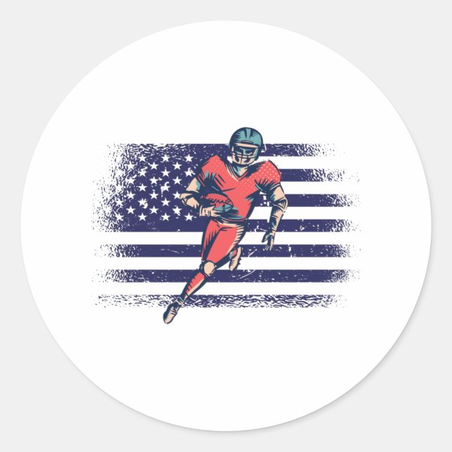 American Football Fan Jersey Shirt USA Flag Classic Round Sticker (Front)