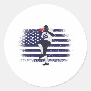 American Football Fan Jersey Shirt USA Flag Classic Round Sticker
