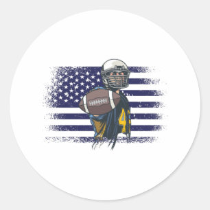 American Football Fan Jersey Shirt USA Flag Classic Round Sticker