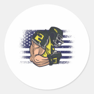 American Football Fan Jersey Shirt USA Flag Classic Round Sticker