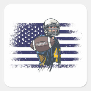American Football Fan Jersey Shirt USA Flag Square Square Sticker