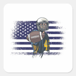 American Football Fan Jersey Shirt USA Flag Square Square Sticker