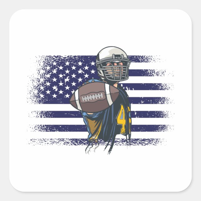 American Football Fan Jersey Shirt USA Flag Square Square Sticker (Front)