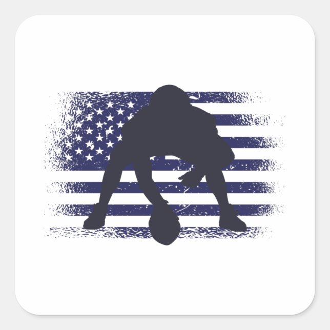 American Football Fan Jersey Shirt USA Flag Square Sticker (Front)