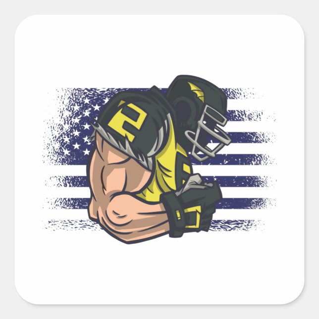 American Football Fan Jersey Shirt USA Flag Square Sticker (Front)