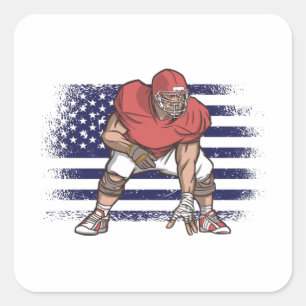 American Football Fan Jersey Shirt USA Flag Square Sticker