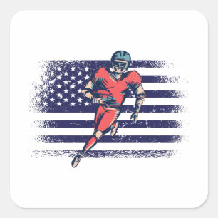 American Football Fan Jersey Shirt USA Flag Square Sticker