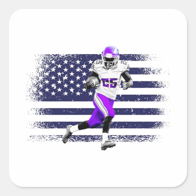 American Football Fan Jersey Shirt USA Flag Square Sticker (Front)