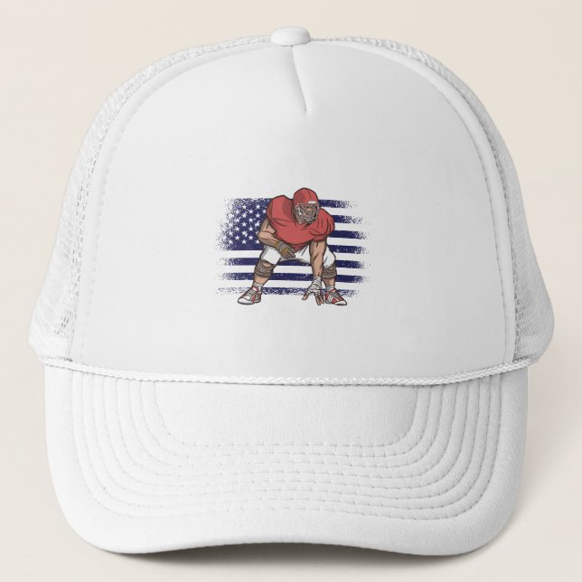 American Football Fan Jersey Shirt USA Flag Trucker Hat (Front)