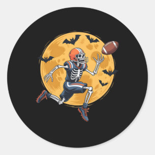 American Football Fan Skeleton Halloween Mens Boys Classic Round Sticker