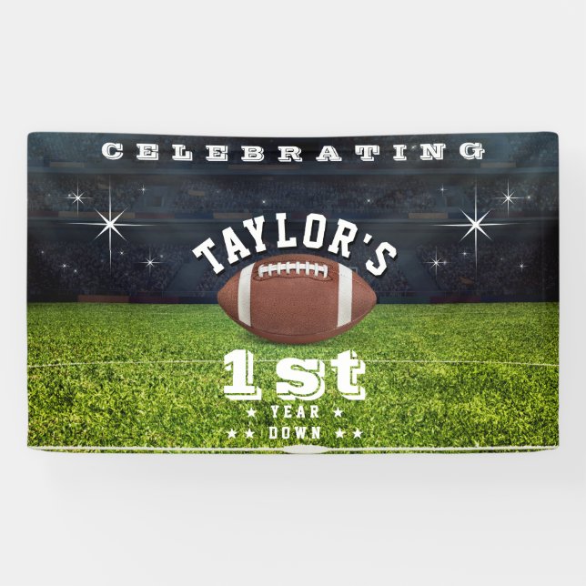 American Football Field 1st Birthday Party Banner (Horizontal)