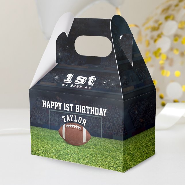 American Football Field Happy 1st Birthday Party Favour Box (American Football Field Happy 1st Birthday Party Favor Box)