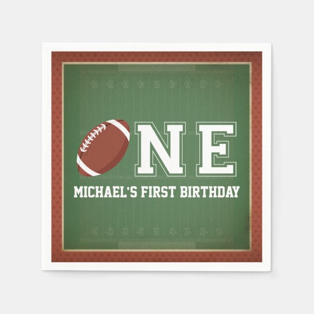 American Football First Birthday Napkin (Front)