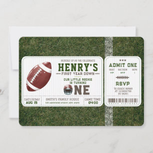 American Football First Year Down 1st Birthday Invitation