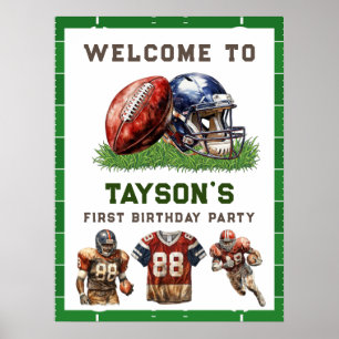American Football First Year Down 1st Birthday Poster