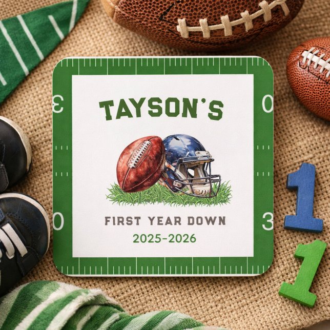 American Football First Year Down 1st Birthday Square Sticker (American Football First Year Down 1st Birthday Square Sticker
)