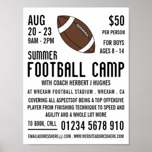 American Football, Football Camp Advertising Poster