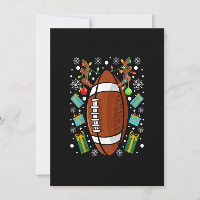 American Football Funny Christmas Reindeer Xmas Li Invitation (Front)