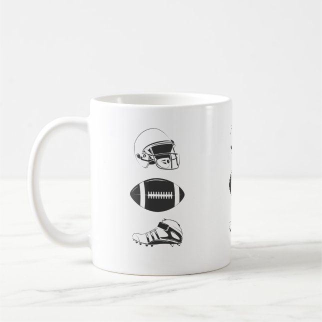 American Football Gear Silhouette | Helmet Ball  Coffee Mug (Left)