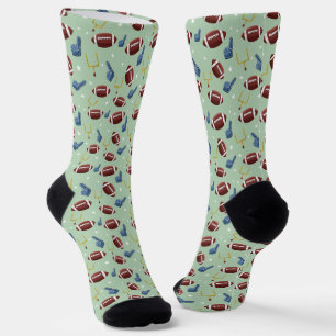 American Football Green Pattern Socks