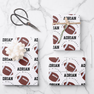 American Football Gridiron Ball Birthday Name Wrapping Paper Sheet